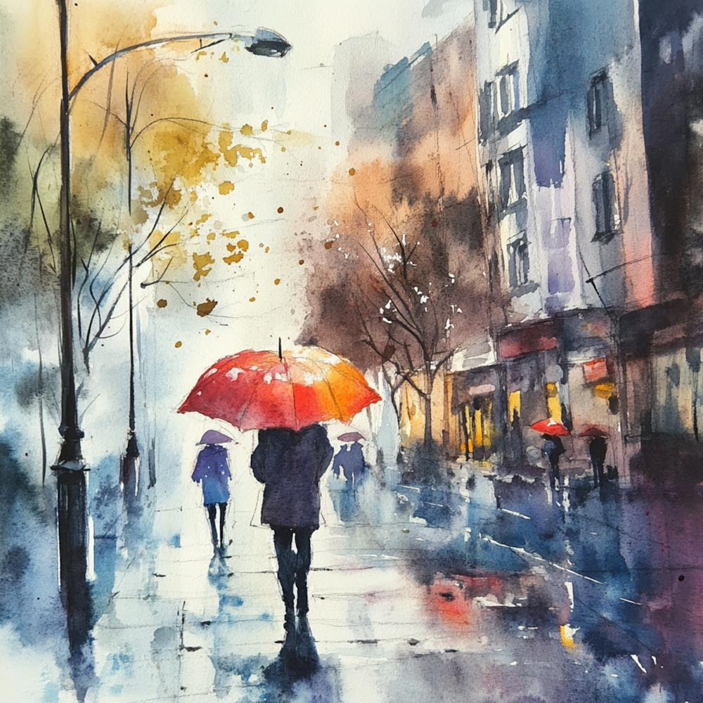 Watercolor Rainy Day 7