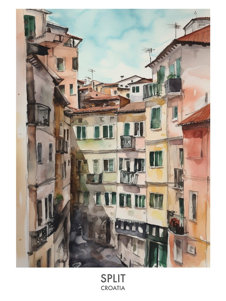 Split 4 Watercolour Travel Poster