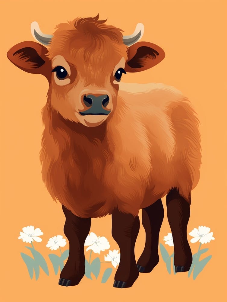 Baby Animal Illustration  Bison 3