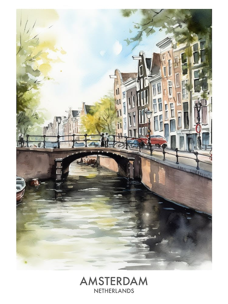 Amsterdam Watercolour Travel Poster 4