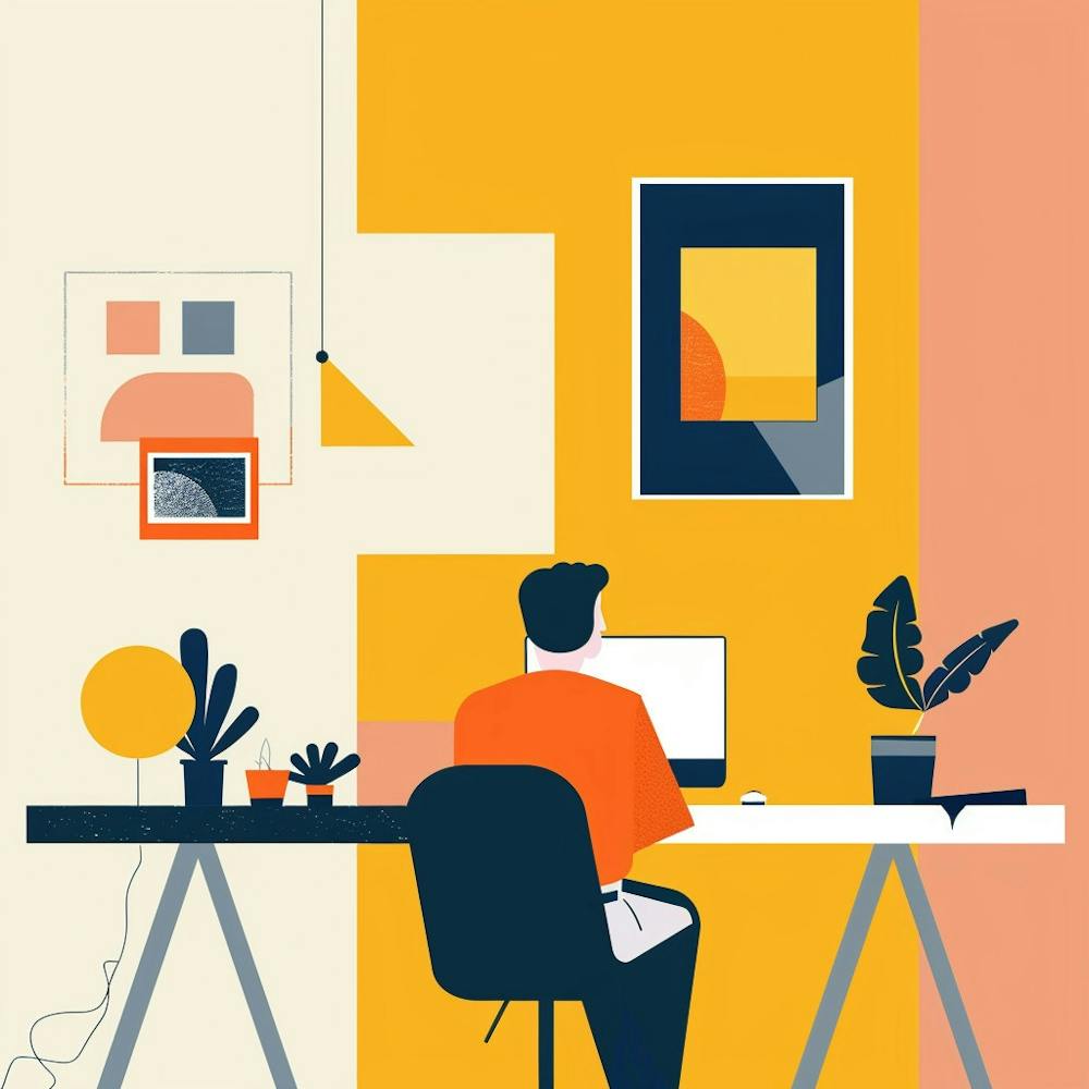 Illustration Of A Man Working At His Desk 5
