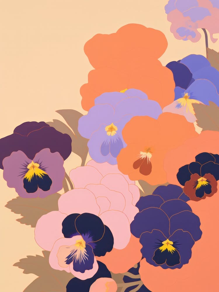 Pansies Flower Big Bold Illustration 1