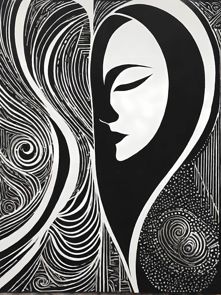A Linocut inspired woman art, 134