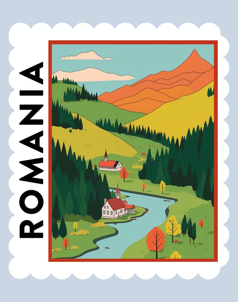 Romania 1 Travel Stamp Poster