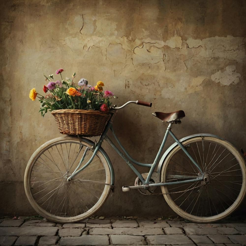 Vintage Bicycle With Flowers