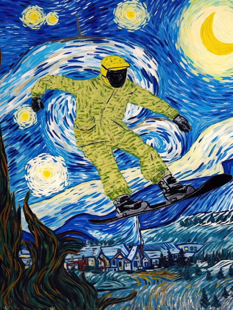 Snowboarding In The Style Of Van Gogh 3