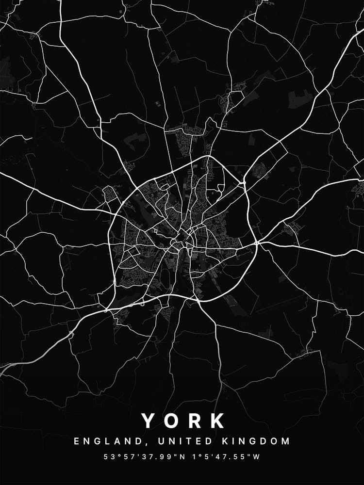 York England Black Map