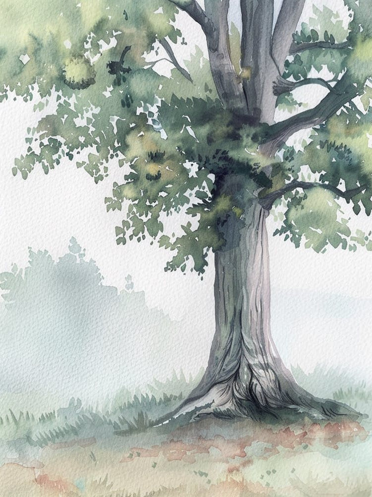 Chestnut Tree Atmospheric Watercolour Painting 3
