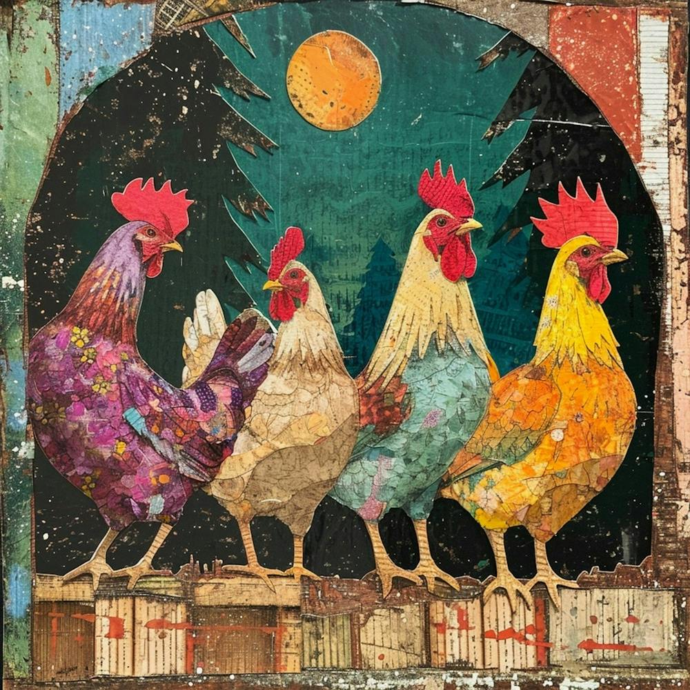 Retro Kitsch Rooster Collage 3