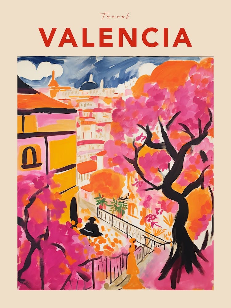 Valencia Spain 2 Fauvist Travel Poster