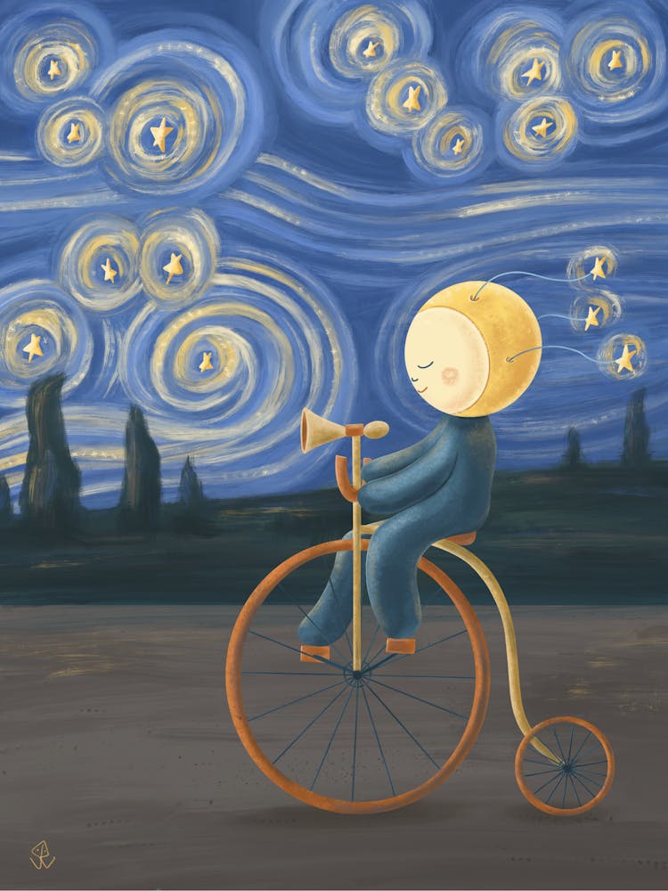 Starry night with Fool Moon