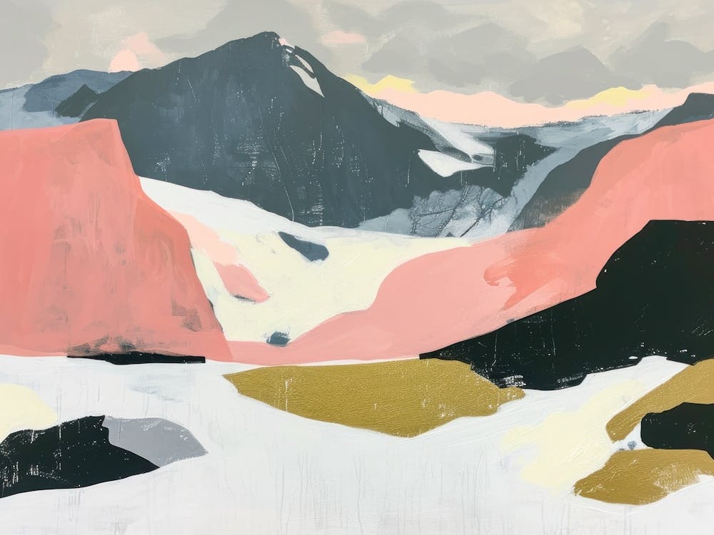 Pink And Black Abstract Mountains