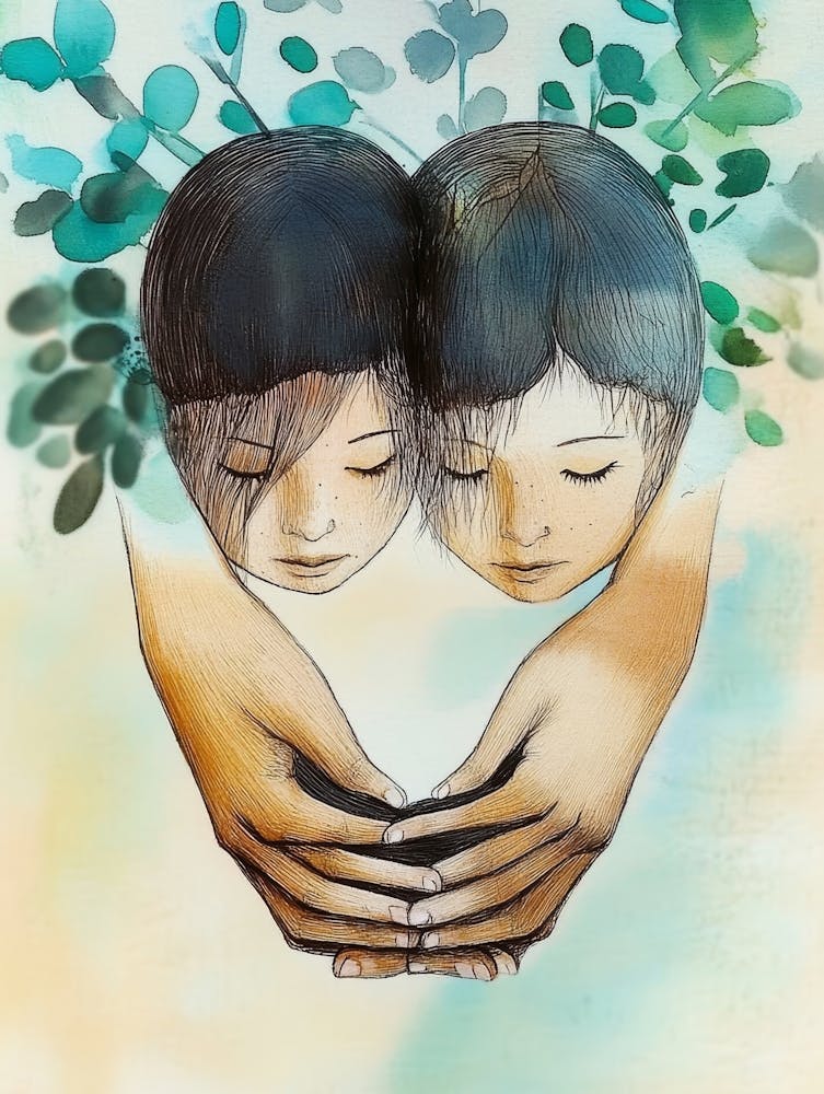 Two Children Holding Hands