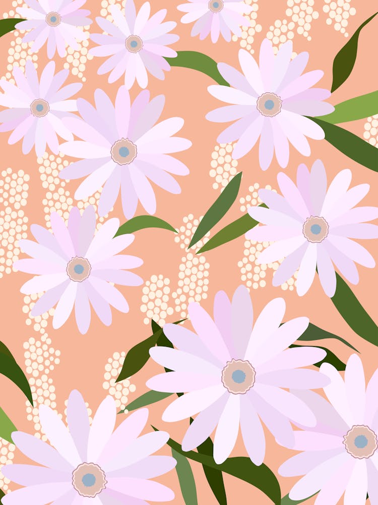 Playful Daisies | 03 - Lilac And Orange Floral