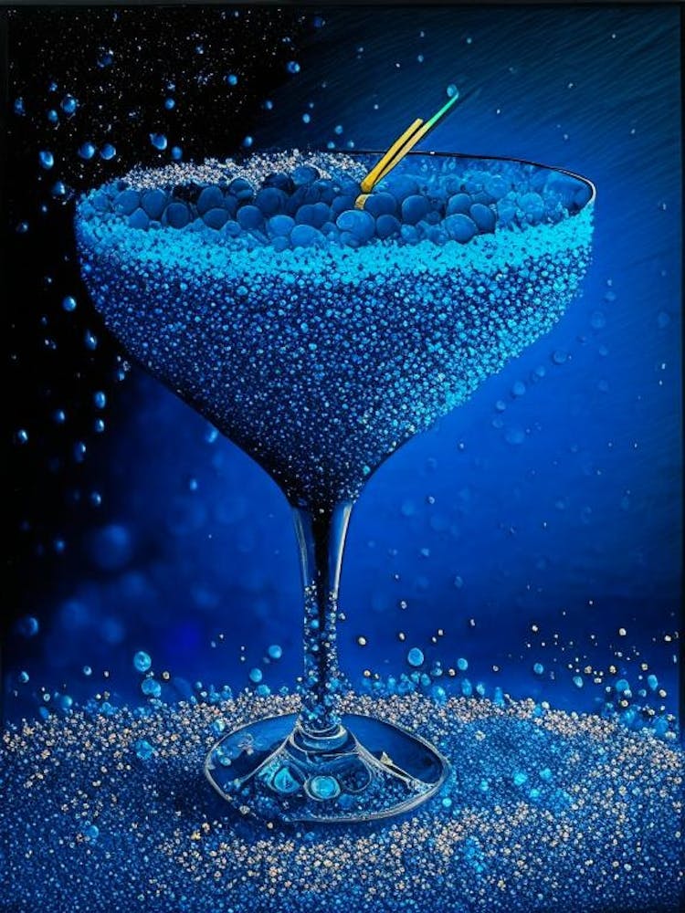 Blue Lagoon Pointillism Cocktail Poster