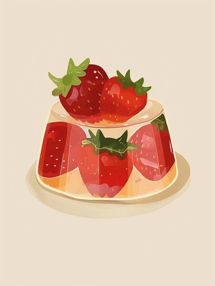 Dessert gélifié aux fraises Illustration minimale