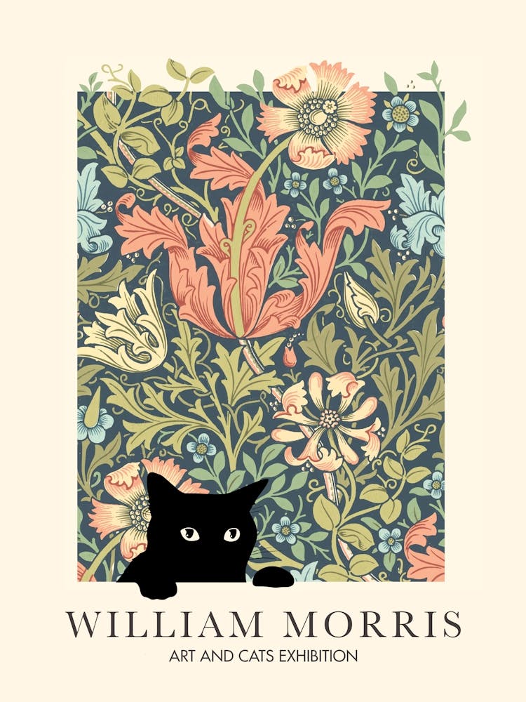 William Morris Peekaboo Cat John Henry Dearle Poster Flower Botanical