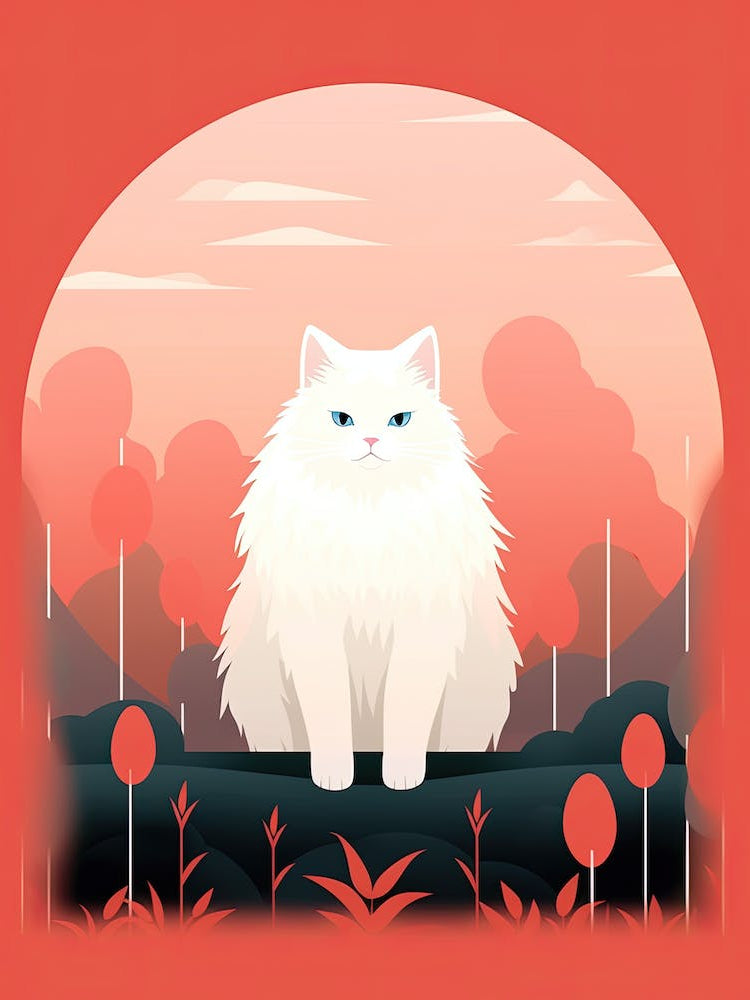White Cat In The Forest
