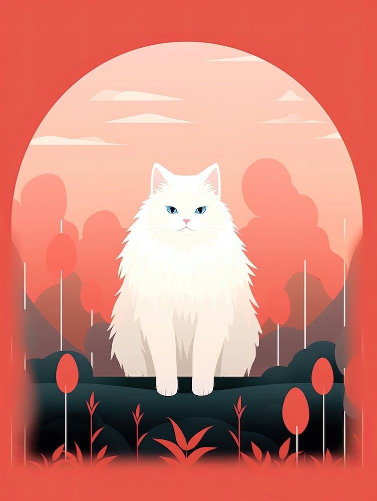 White Cat In The Forest
