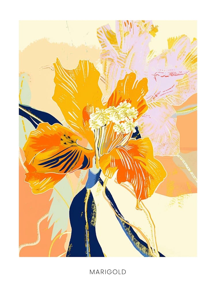 Affiche d'Illustration Florale Colorée Souci 1
