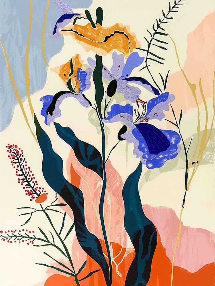Colourful Flower Illustration Larkspur 2