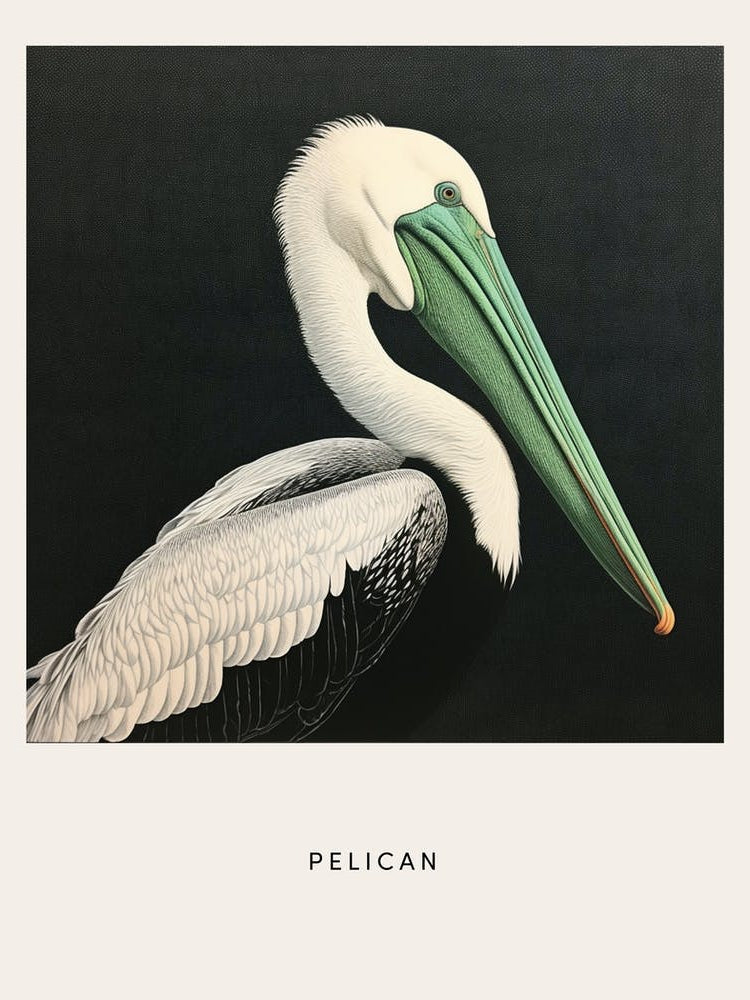 Ohara Koson Inspired Bird Painting Pelican 2 Poster