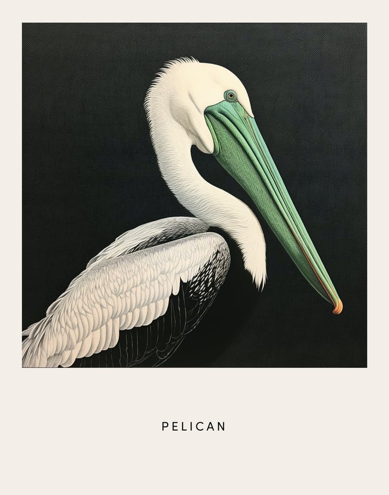 Ohara Koson Inspired Bird Painting Pelican 2 Poster