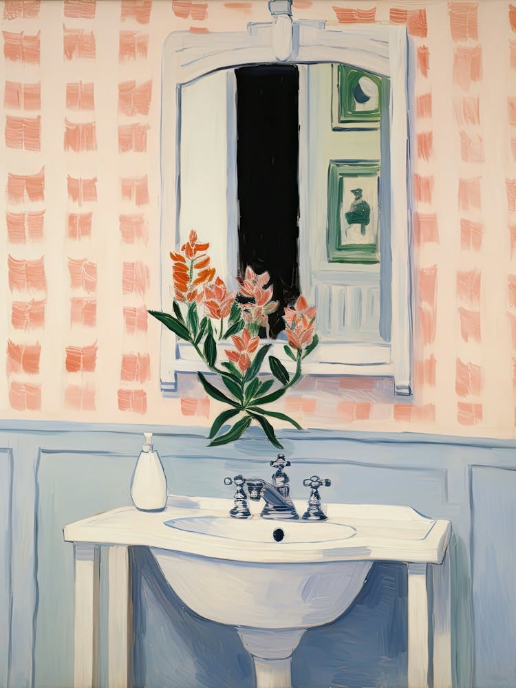 Bathroom Vanity Painting With A Freesia Bouquet 1