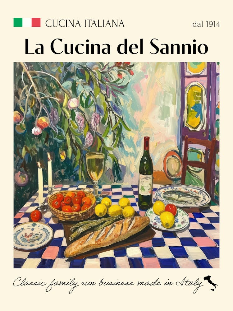 La Cucina Del Sannio Trattoria Italian Poster Food Kitchen