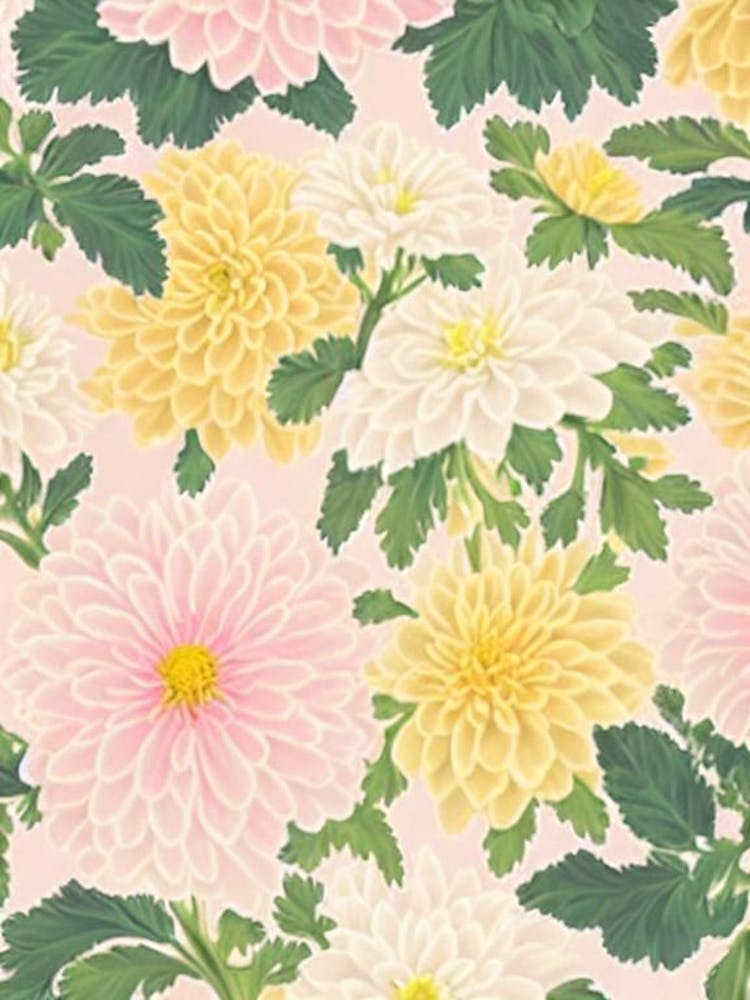 Chrysanthemums Pastel Floral 3 Flower