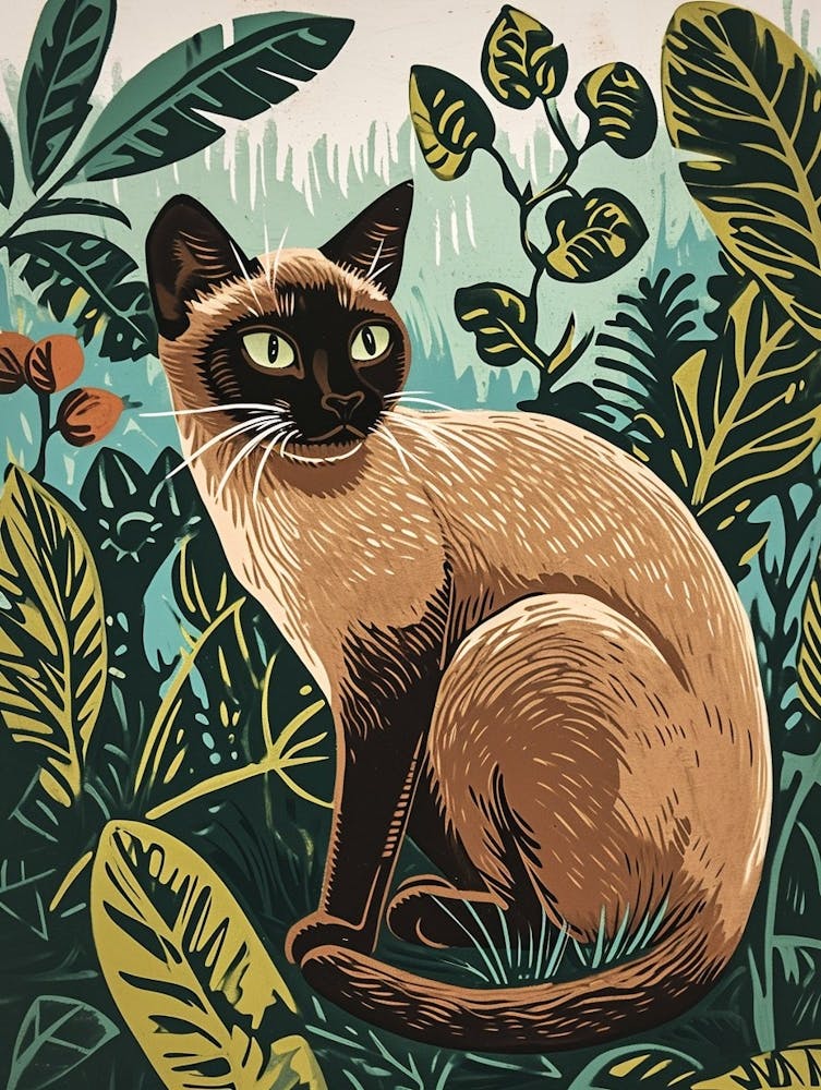 Burmese Cat Relief Illustration 4