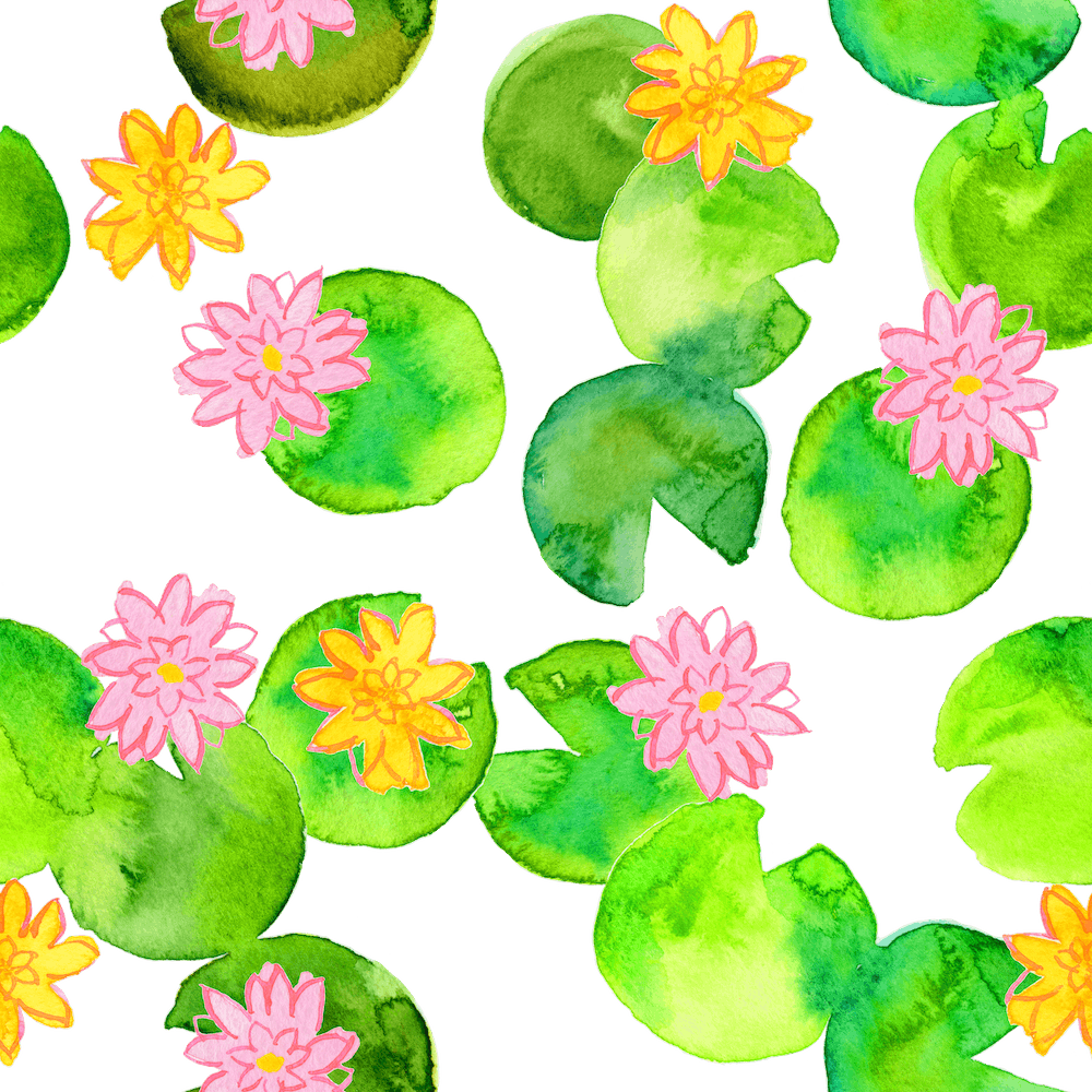 Water Lily watercolor Pattern