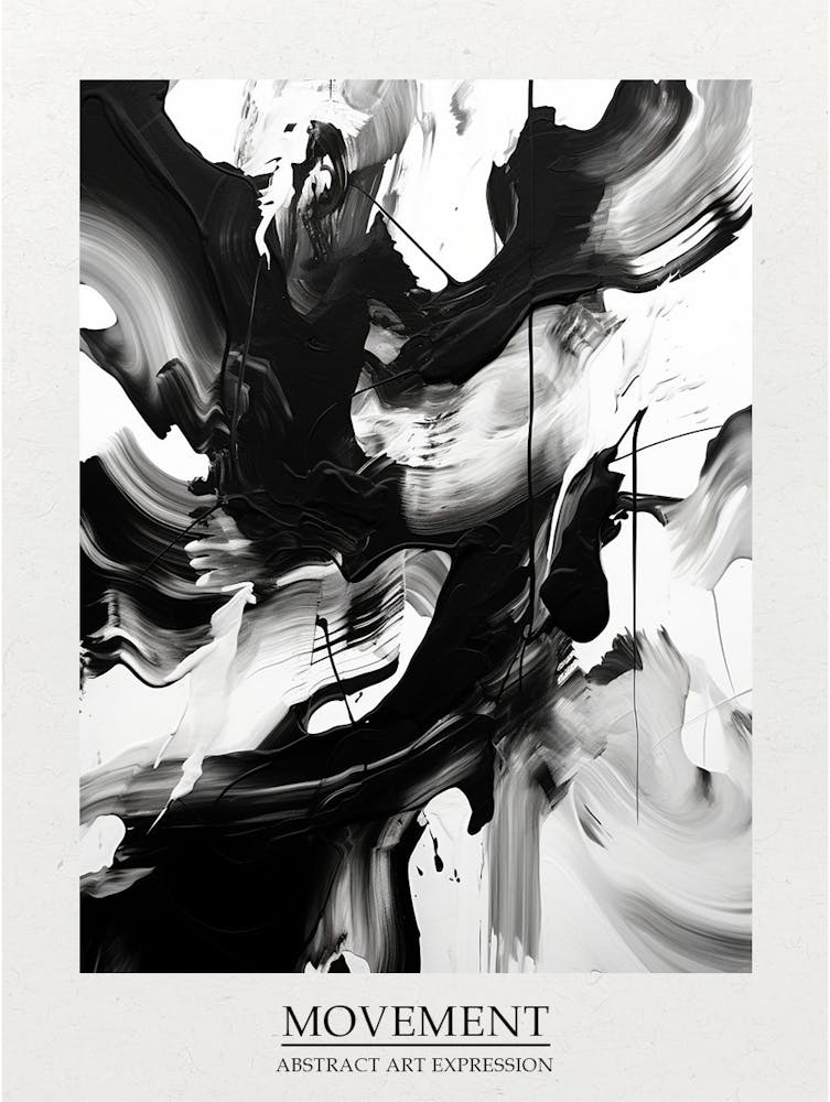Movement Abstract Black And White 2 Poster