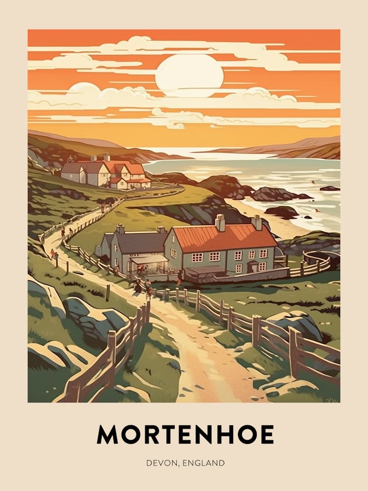 Devon Vintage Travel Poster Mortenhoe