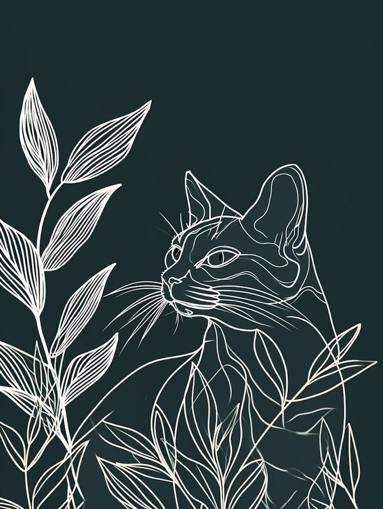 American Bobtail Cat Minimalist Illustration 1