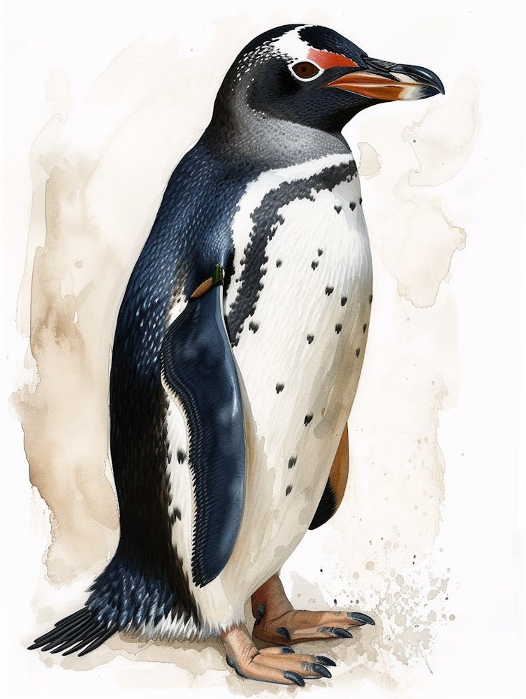 Humboldt Penguin Half Moon Island Watercolour Painting 4