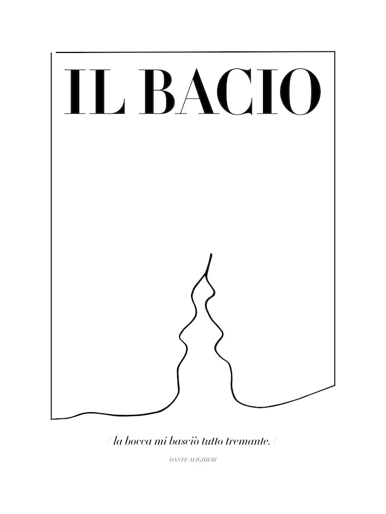 Il Bacio The Kiss Dante Black White