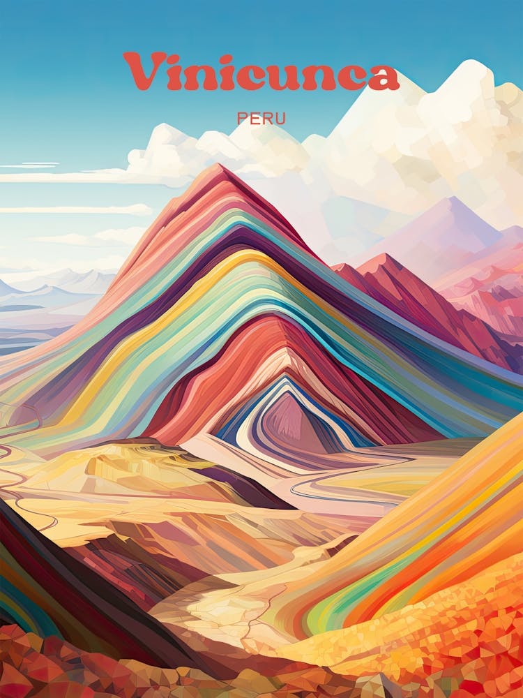 Vinicunca Cusco Peru Digital Travel Illustration
