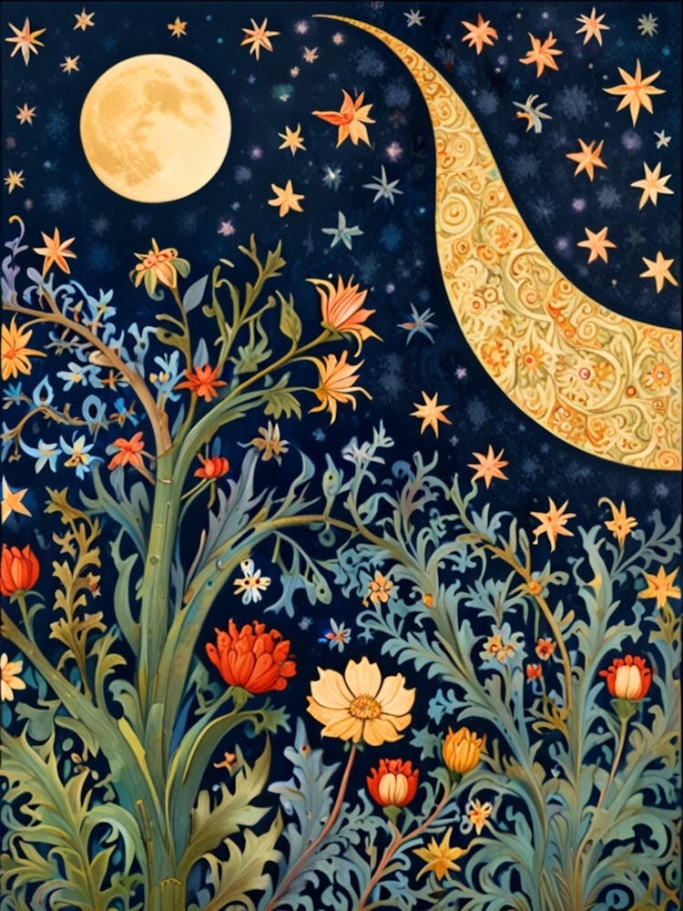 William Morris Mond und Blumen 78