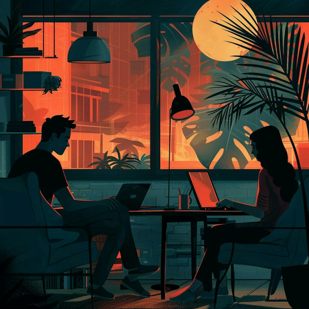Illustration Of A Couple At Work 2
