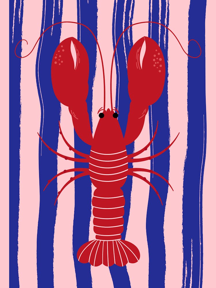 Lobster On Striped Background 1