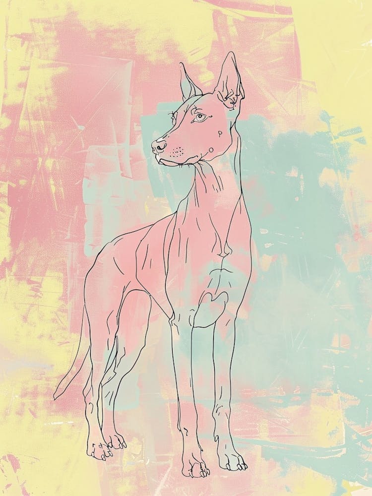 Pastel Pinscher Dog Line Illustration