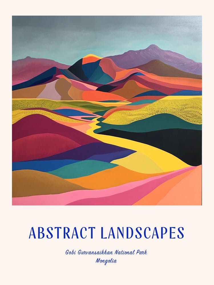 Colourful Abstract Gobi Gurvansaikhan National Park Mongolia 3 Poster Blue