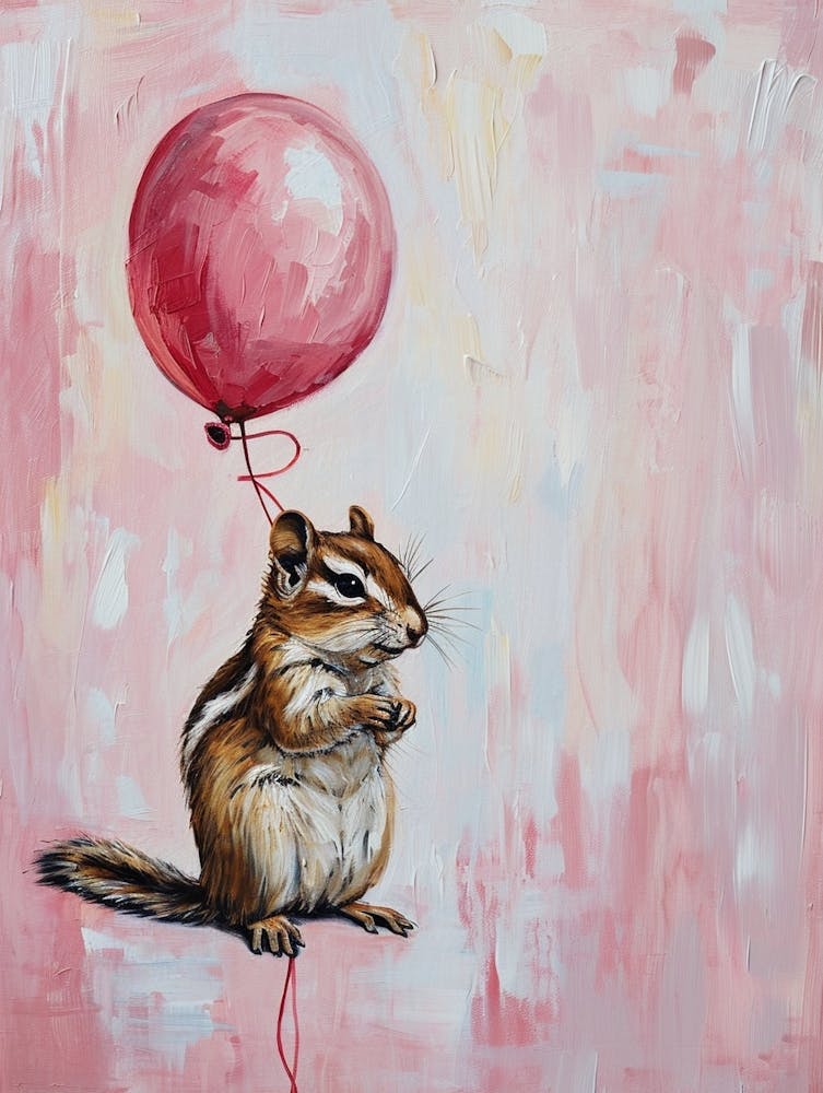 Cute Chipmunk 3 With Balloon