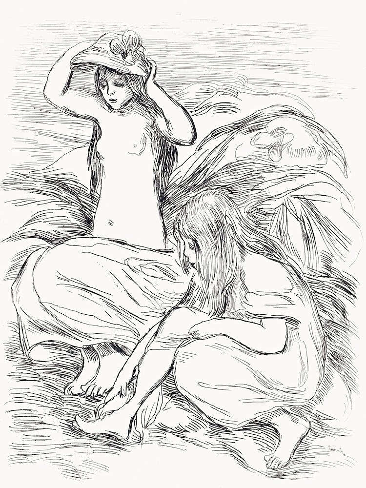 Two Women Bathing (1895), Pierre Auguste Renoir