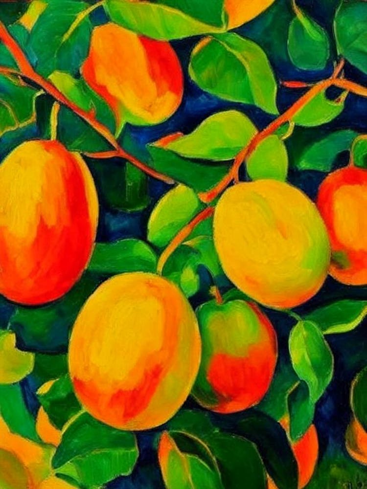 Mango Fruit Vibrant Matisse Inspired Painting Fruit