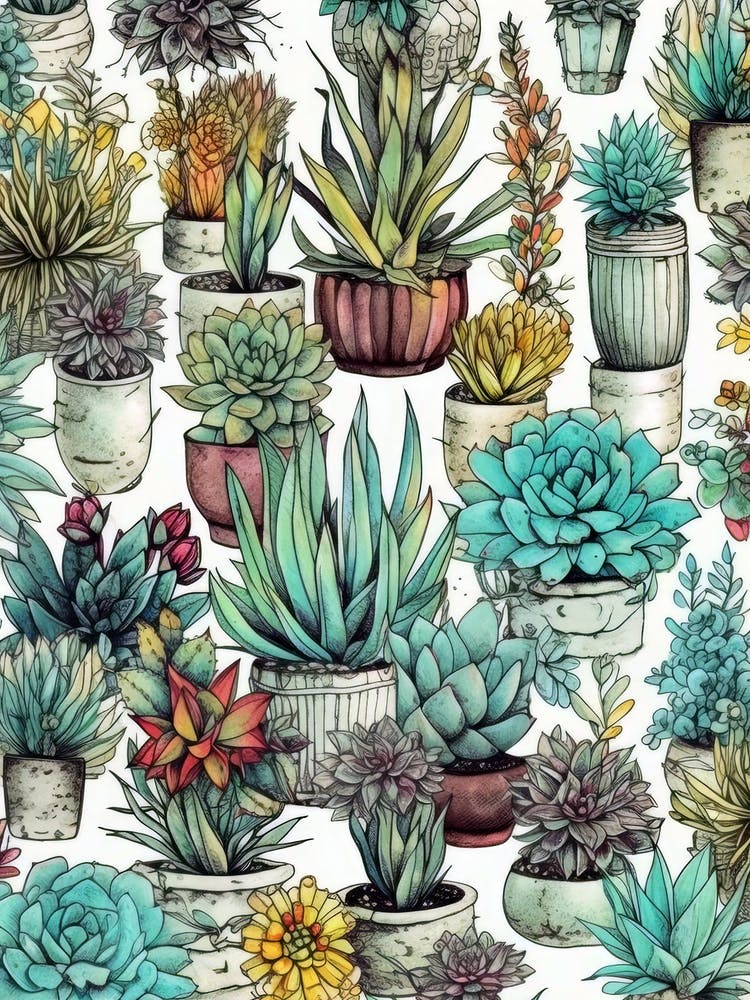 Succulents In Pots  nature flora