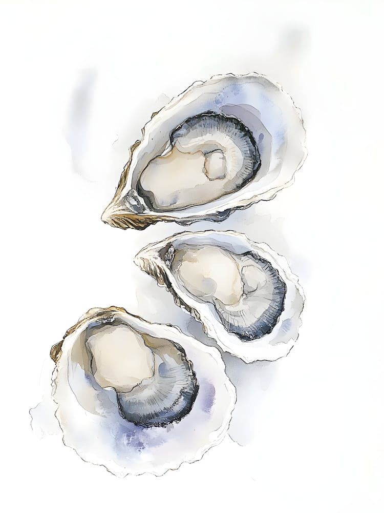 Watercolor Of Oysters