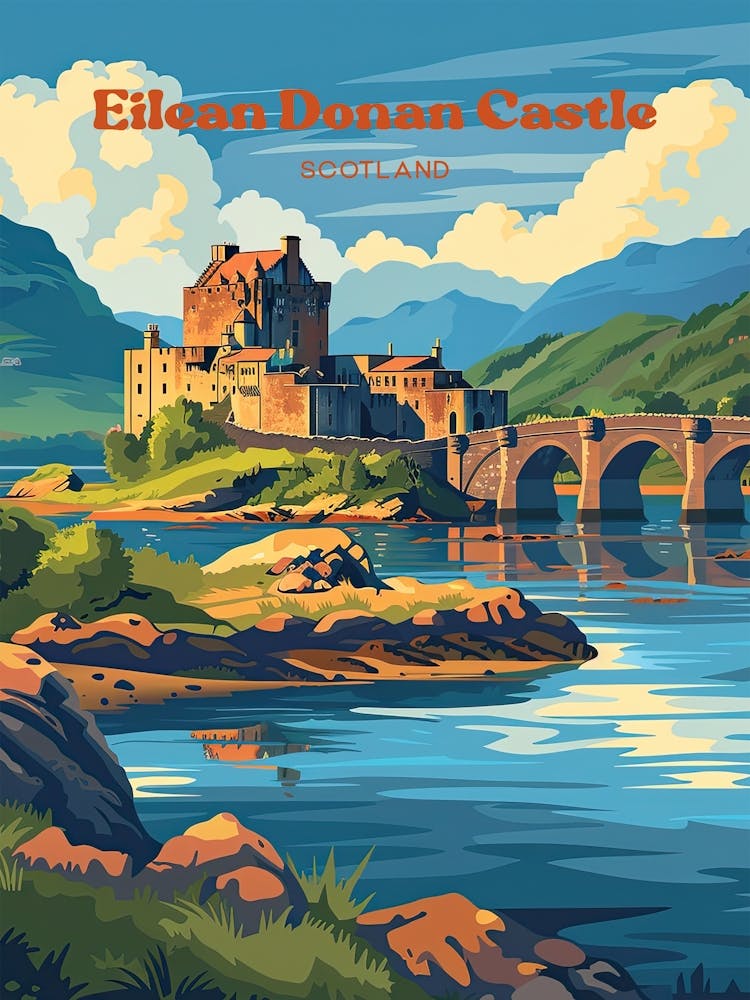 Eilean Donan Castle Scotland History Travel Illustration