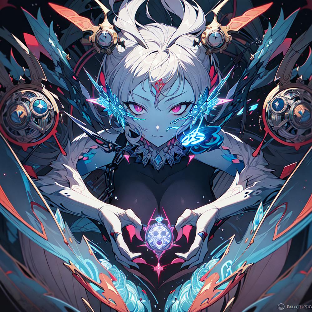Alien mecha girl, anime digital art, by Shadee